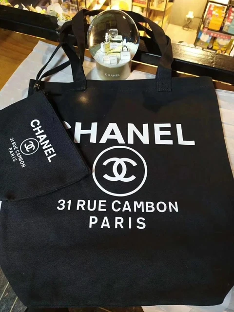 AUTHENTIC CHANEL VIP Gift Canvas Tote Bag With Small Pouch 109.00 PicClick UK