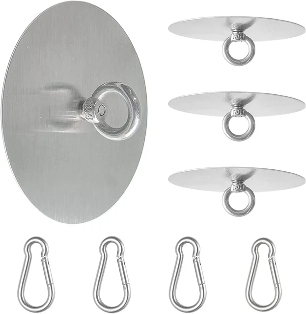 Adhesive Ceiling Hooks Stainless Steel Sticky Pad Eye Plate Snap Hooks Wall Hook