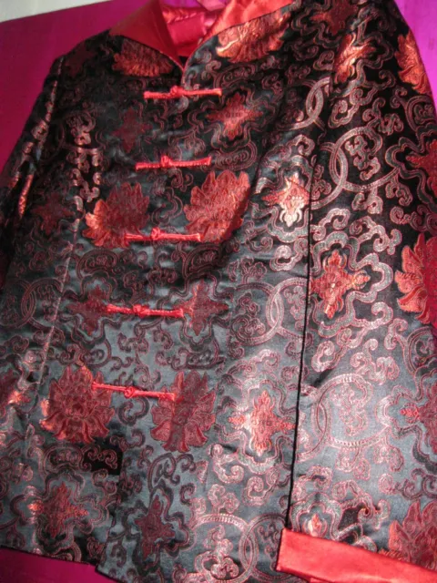 Chinese, Black Jacket W/ Red Colored Designs, Sz. S., New.