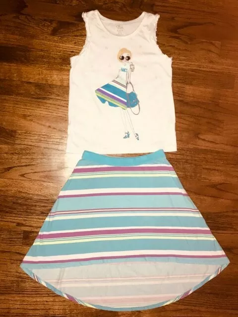 CHILDRENS PLACE 2 PIECE GIRLS OUTFIT Top SIZE 7/8 Skirt Sz 5/6 Preowned