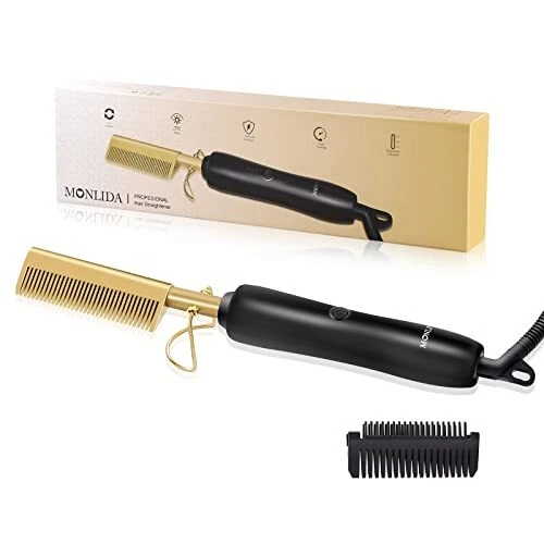 Monlida Peigne à Lisser Peigne Chauffant 3 Réglages de Température Brosse Lis...