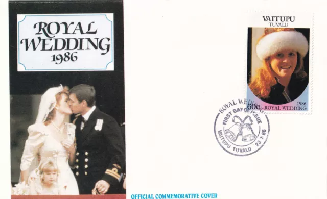 (21296) Vaitupu-Tuvalu FDC Prince Andrew Fergie Royal Wedding 1986