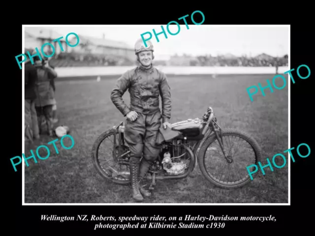 Old Historic Photo Of Wellington Nz Harley Davidson Speedway Motorcycle 1930 1