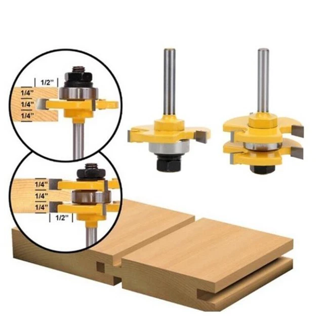 Juego de 2 piezas Zunge & Groove Router Bit 34 para herramienta de carpintería