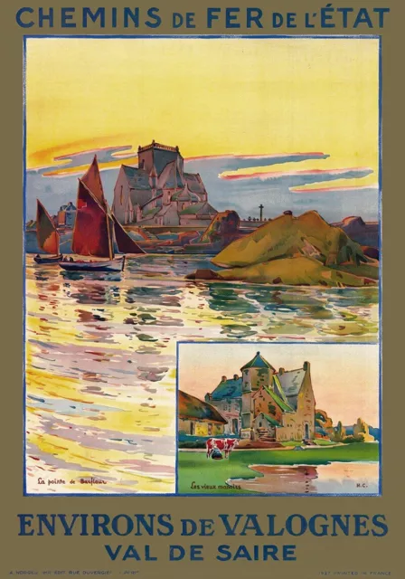 Affiche chemin de fer État - Environs de Valognes