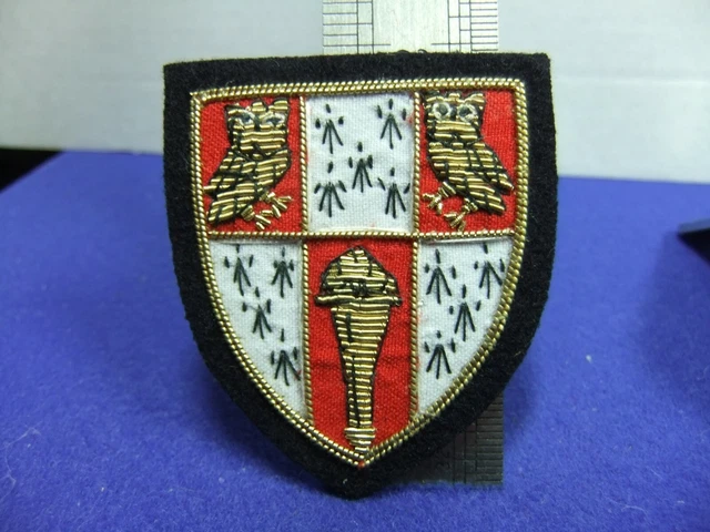 badge patch cambridge hughes hall college coat arms university wire bullion