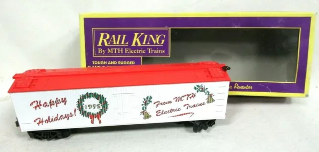 MTH RailKing MT-7805 3-Rail Happy Holiday Reefer Boxcar Model Freight Train