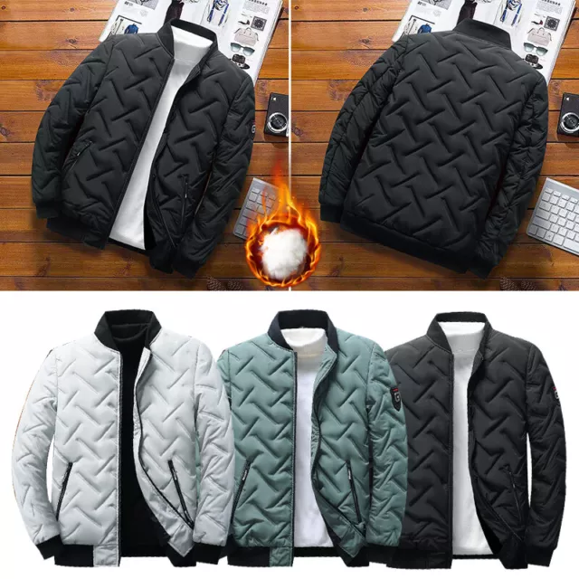 Mens Thicken Puffer Jacket Padded Hooded Coat Winter Warm Full Zipper Outwear