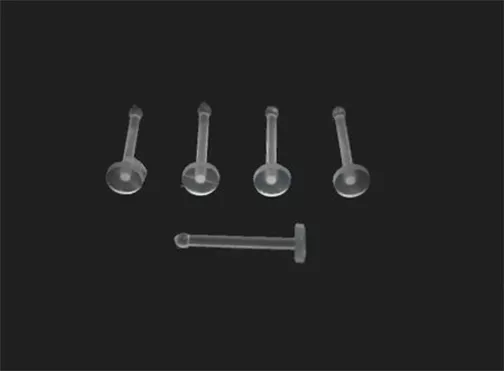 5 Clear Bio Flex Nose Retainer Studs with Flat Top - 20g 7mm #R20