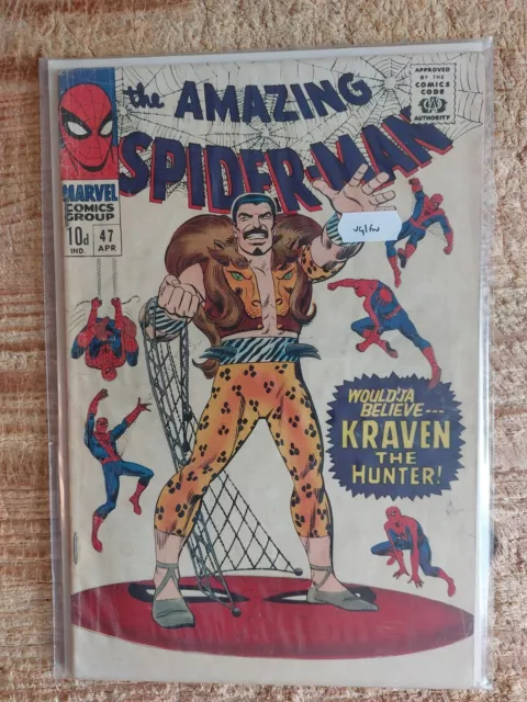 The Amazing Spider-Man #47 - Iconic Romita Sr Kraven Cover  (1967 Marvel) VGF