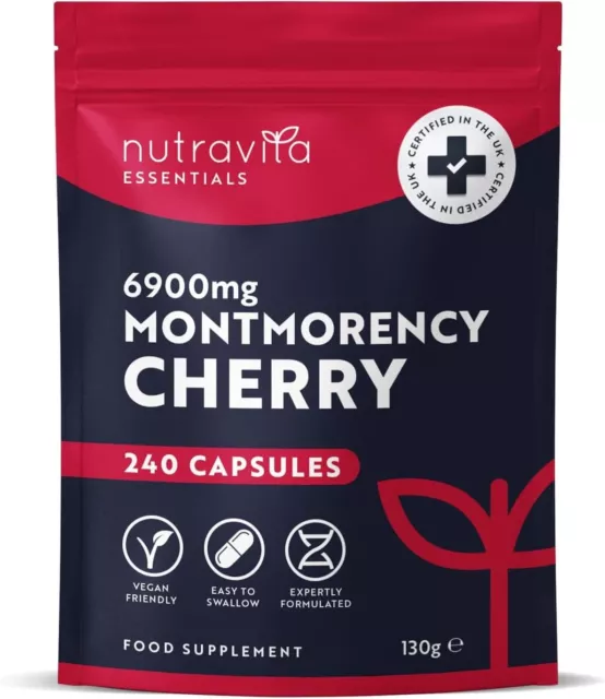 Montmorency Cherry Vegan Capsules 6900mg w/ Vitamin C - 8 Month Supply