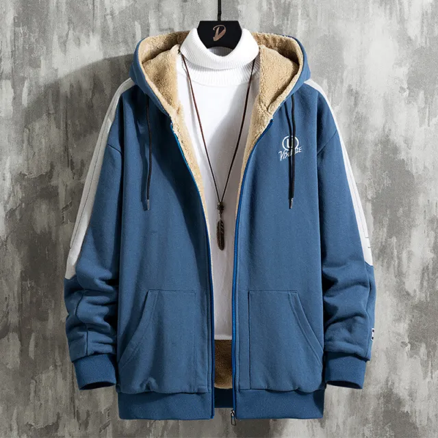 Men's Coat Jacket Sweatshirt Hooded Hoodie thick Warm Fleece Lined Winter Zip Up