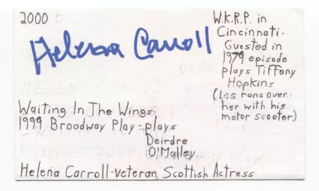 Helena Carroll Signed 3x5 Index Card Autographed Actress Signature