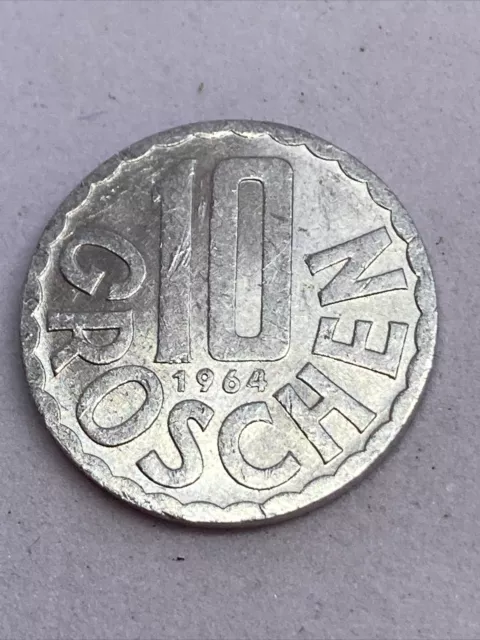 Austria - 10 Groschen Aluminium Coin - 1964
