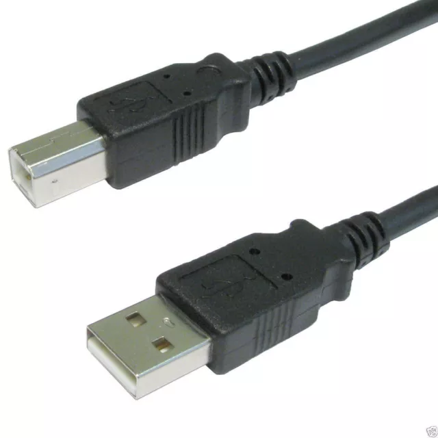 2m USB 2.0 CERTIFIED HQ Shielded A to B Cable BLACK Lead For Printers/Scanners