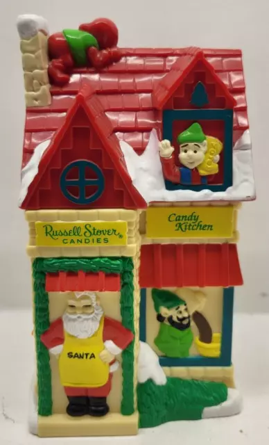 1996 Russell Stover Christmas Santa Elves Candy Kitchen Plastic Coin Bank (Z27C)