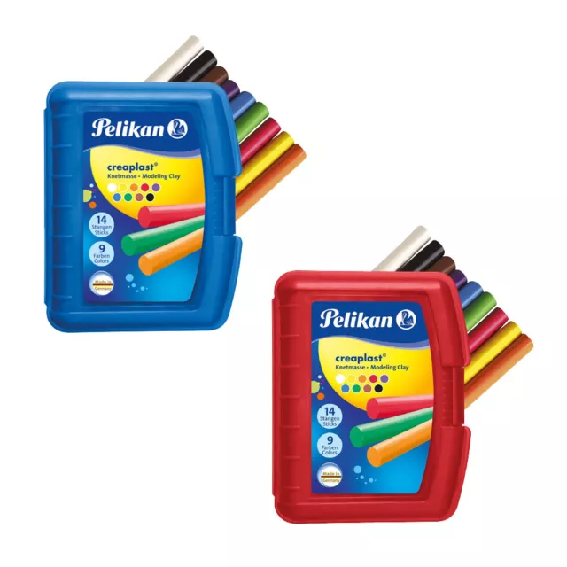 Pelikan Kinder Bastel Knete 14 Stangen 9 Farben Knetmasse Modelliermasse Box neu