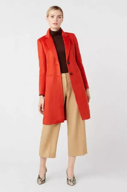 HOBBS TILDA LONGLINE Wool Coat Formal Smart Coat Burnt Orange Red