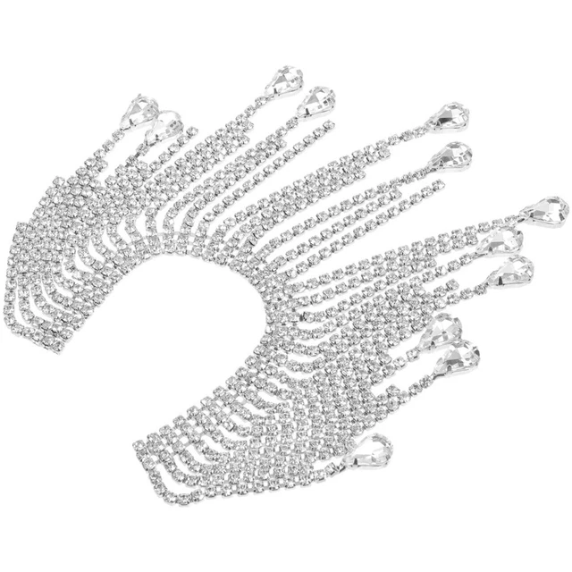 Rhinestone Trim Beaded Fringe Chain Diamond Tassel Trim Crystal Rhinestone Chain