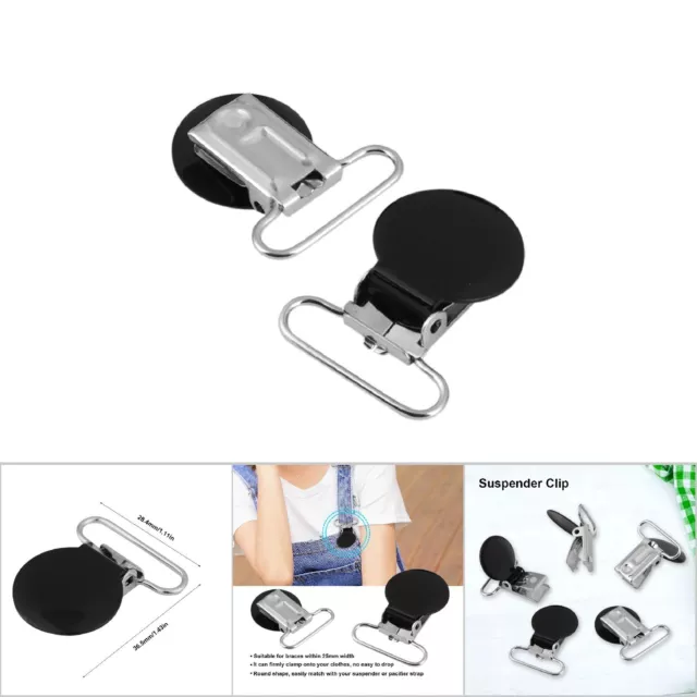 10Pcs 25mm Suspender Braces Pacifier Strap Holder Clip Making Spares(Black)