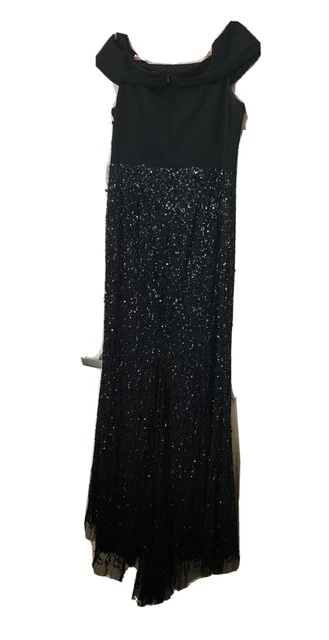 Mother of the Bride/Groom dark Navy, Sequined, Off The Shoulder Gown