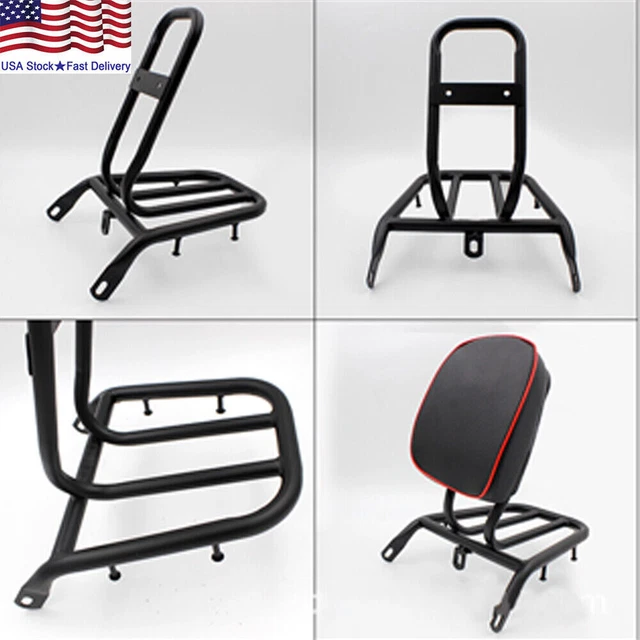 Motorcycle Bike Detachable Back Rest Rear Seat Rack Luggage Shelf Cushion Pad