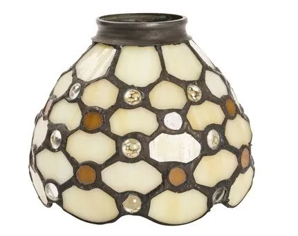 Paralume in vetro tiffany bianco con cabochon gocce gemme di ricambio per lampad