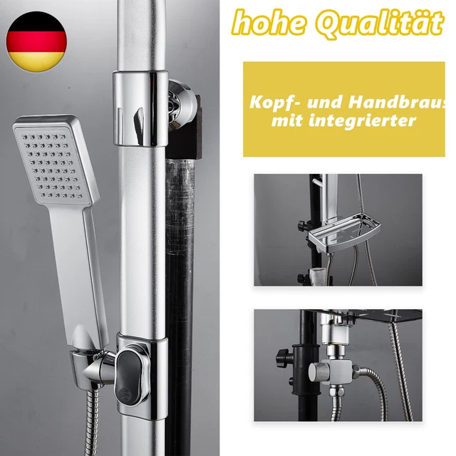POPFLY Duschventil-Set Mattschwarz – Mit 20,3 Cm Regenduschkopf, Verlängerungsarm & Griff, Wandmontage, 6 Jahre Garantie