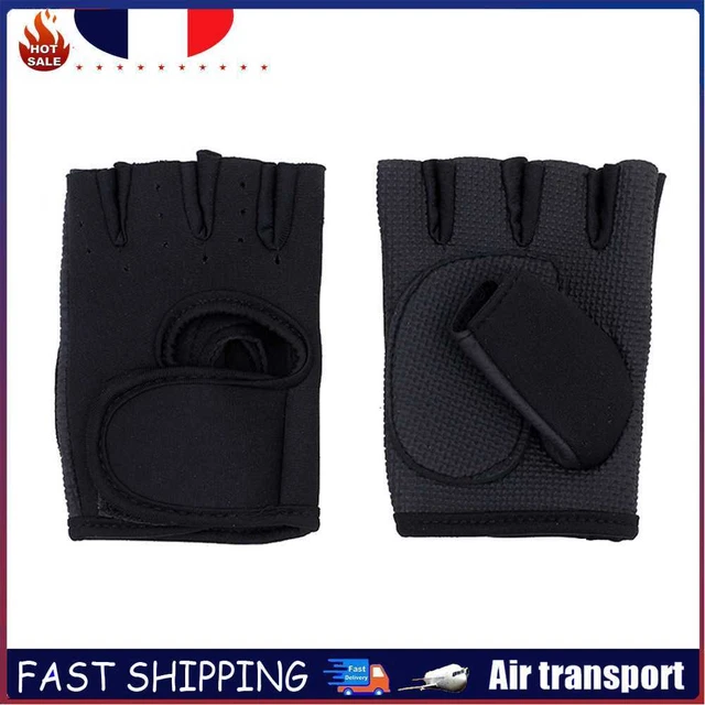 2pcs Dumbbell Weight Lifting Gloves Half Finger Hand Protector (Black M) ~