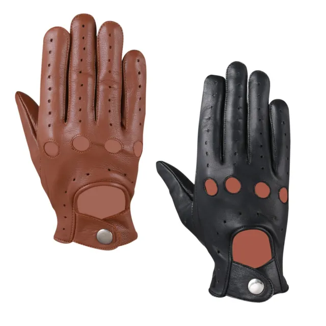 Mens Classic Driving Gloves Soft Genuine Lambskin Leather Dress Gloves