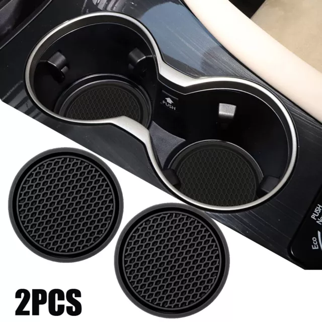 2x Universal Auto Car Cup Holder Anti-Slip Insert Coasters Pad Accessories Black