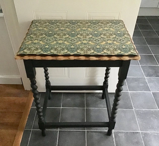 UPCYCLED VINTAGE BARLEY twist side hall table with William Morris