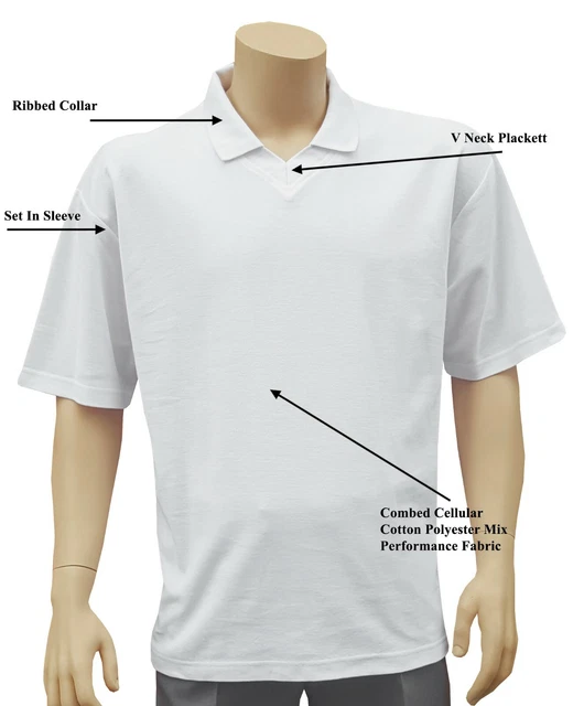 Cathedral Polo Herren V Ausschnitt Weiß Kugeln Bowlers Polyester Cotton Top 2022