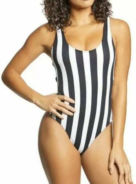 NWT Volcom Stripe Club Black/White One Piece Swimsuit Women’s Juniors Size XS