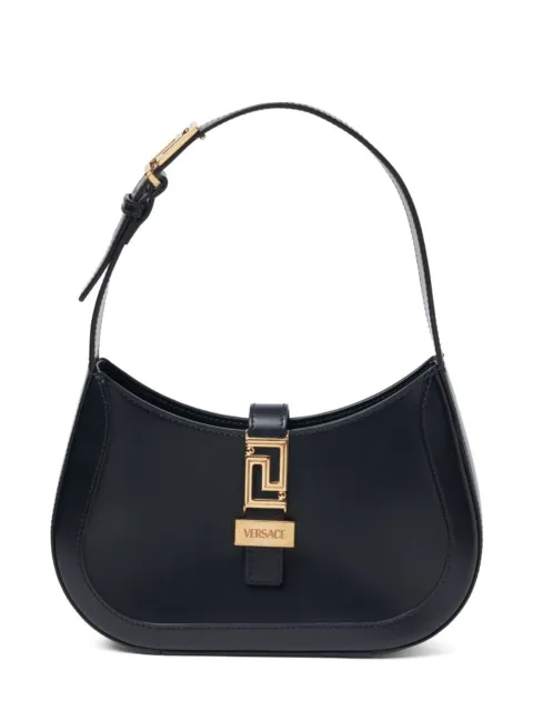 Versace Greca Goddess Small Black Leather Shoulder Bag New SS24