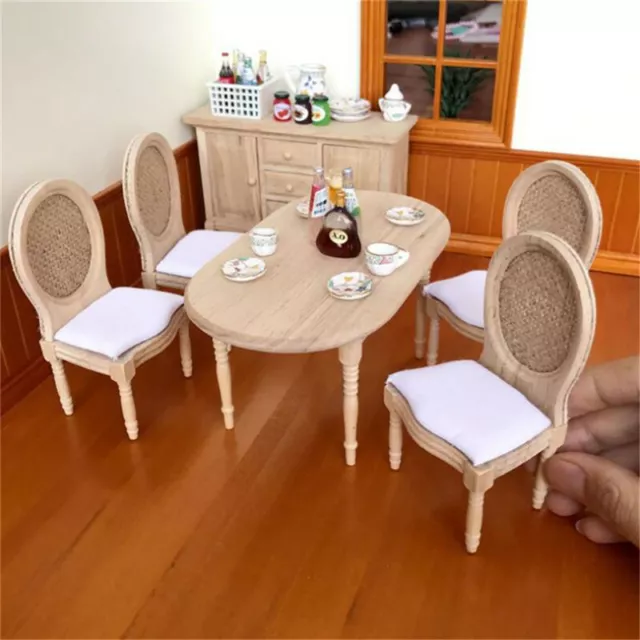 1:12 Dollhouse Miniature Dining Table Chair Set Doll House Kitchen Furniture*FE