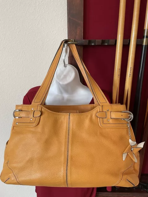 Franklin Covey Tote Bag Business Work Large Camel Tan Full Grain Leather Zip