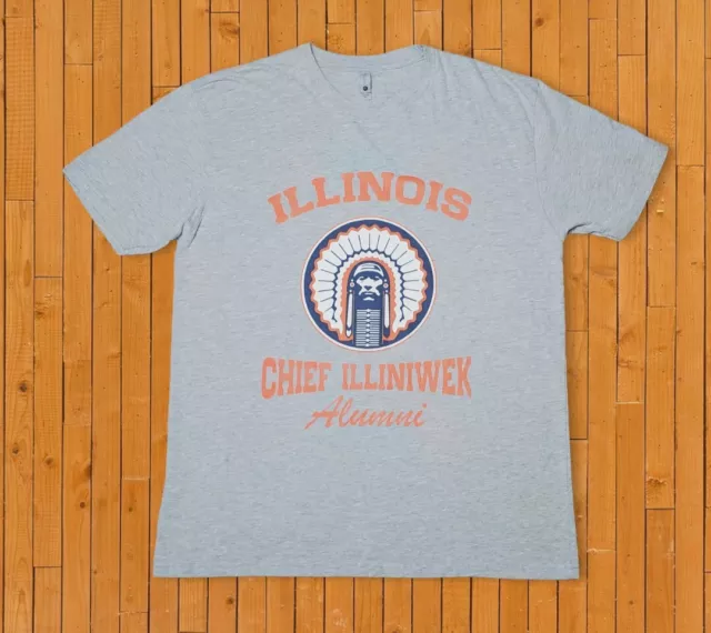 Univ of Illinois FIGHTING ILLINI CHIEF ILLINIWEK S/S T-Shirt S Banned  Tri-blend