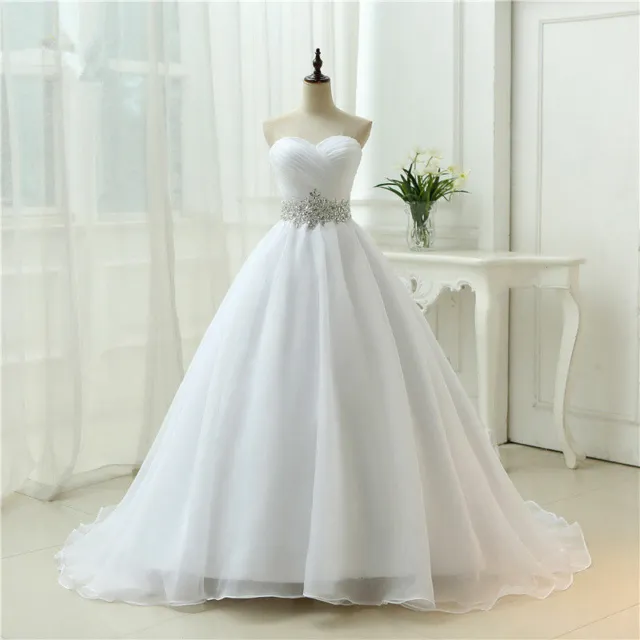 Organza White/Ivory new strapless wedding bridal dress