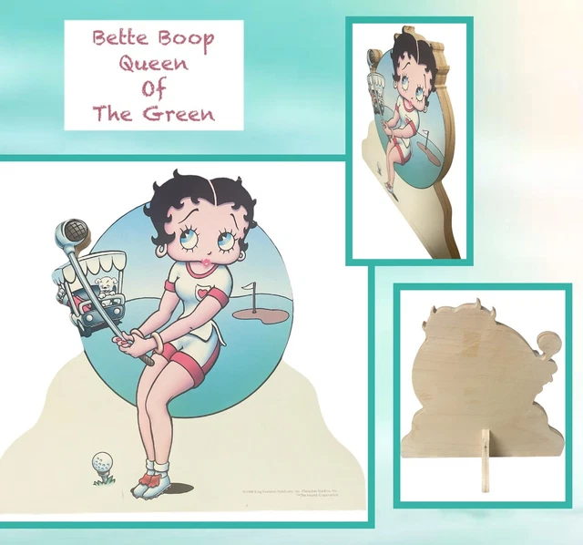 Betty Boop & Pudgy the Dog Standing Wood Cut Out Queen Of The Green golfing 1998