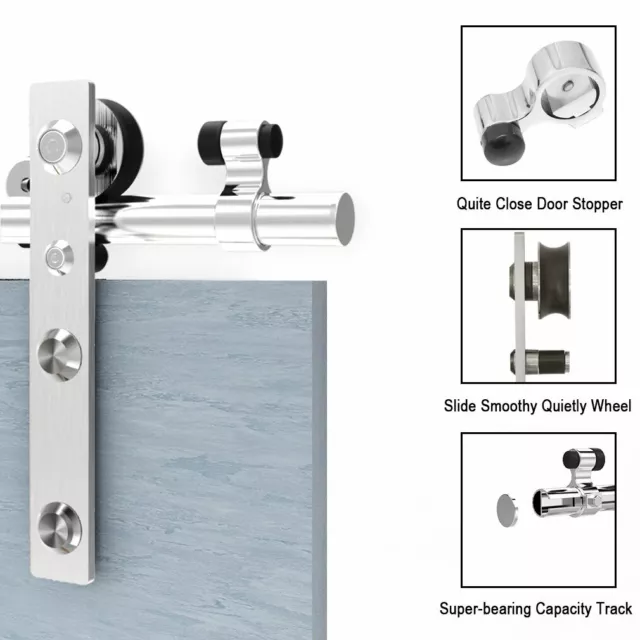 4-16FT Sliding Barn Door Hardware Stainless Steel Track Closet Kit for Wood Door