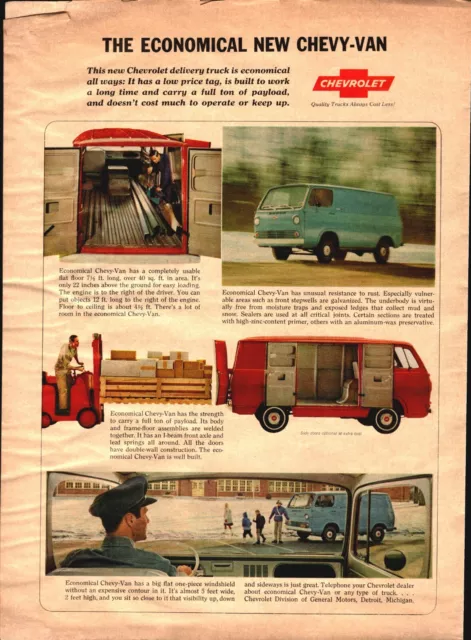 1964 Chevy Van/ Shady Polaroid 8.5x11 Vintage Paper Print Ad