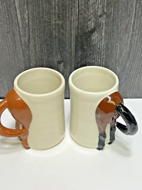 2 Happy Appy Valley Studio Mug Cup Brown Horse Butt Rear Tail Diane 4.5" Ohio