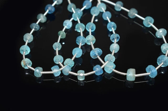 5-7MM Natural A++ Blue Topaz Faceted Rondelle Gemstone 5" Craft Making Beads