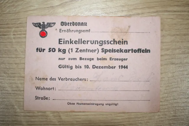 Original German WW2 food ticket for potato