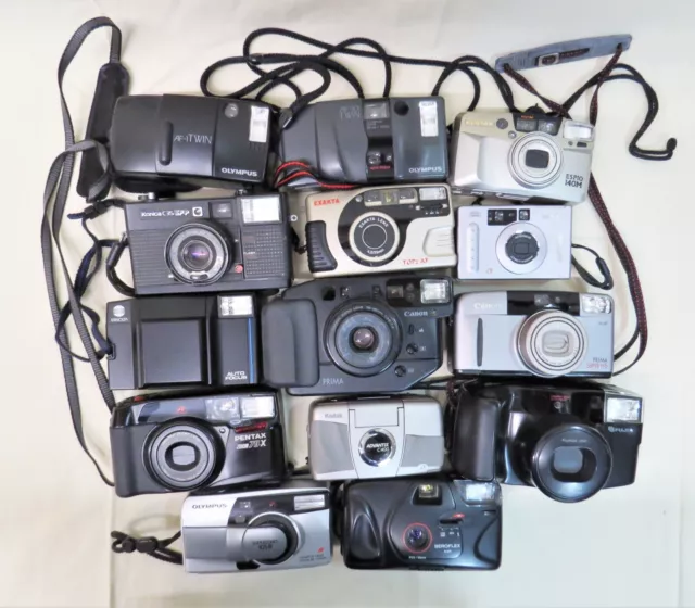 Konvolut 14x Analoge Kameras Olympus, Canon, Kodak, Minolta, Pentax - Ungeprüft