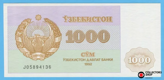 UZBEKISTAN: Banknote 1000  SOM SUM SOUM 1992 P70a aUNC rare to find