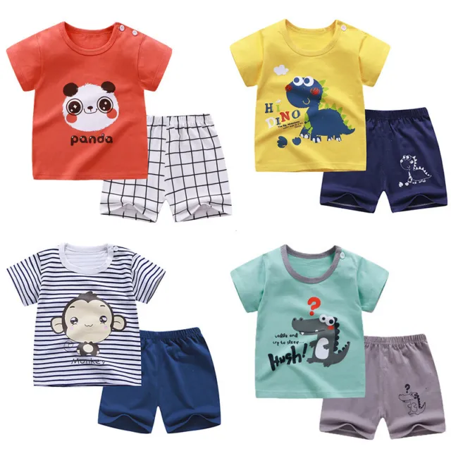 Newborn kids Baby Boys Girls soft cotton summer outfits Tops+short Pants set