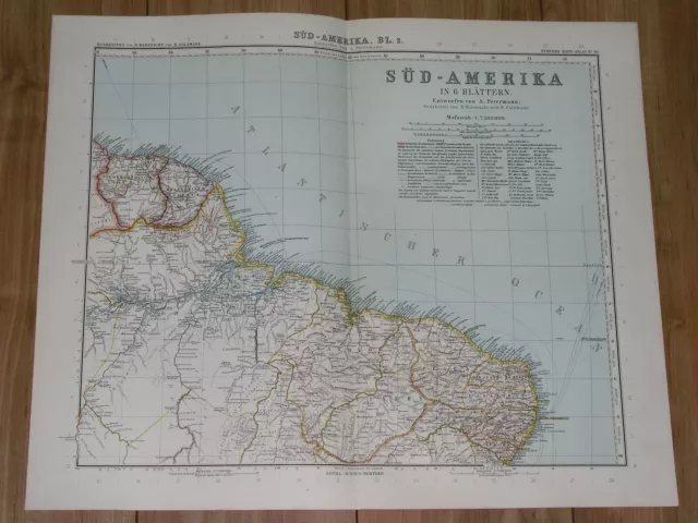 1912 Antique Map Of Brazil Amazon River Mouth Delta Suriname French Guiana