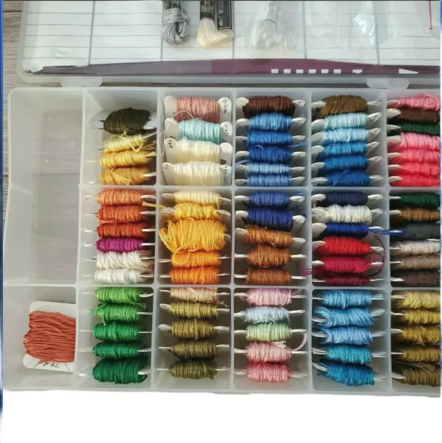 Lot Embroidery Floss DMC Thread Organizer Case Assorted Colors Carded